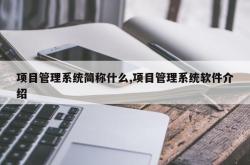 项目管理系统简称什么,项目管理系统软件介绍